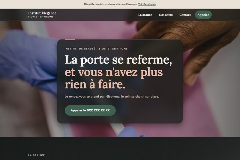 Aperçu du site d'exemple — Institut de beauté