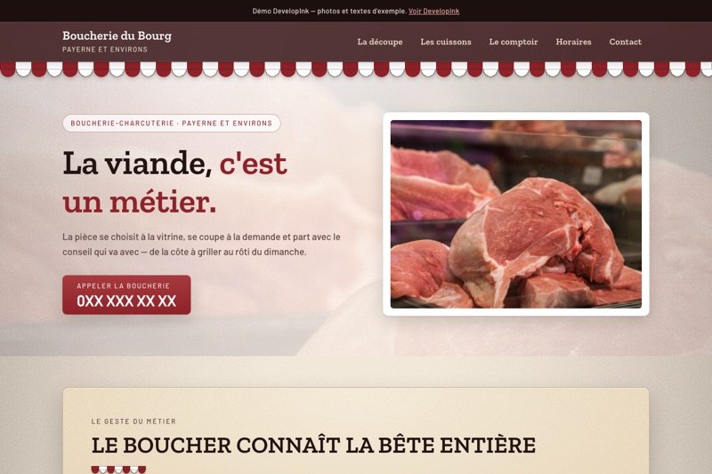 Aperçu du site d'exemple — Boucherie