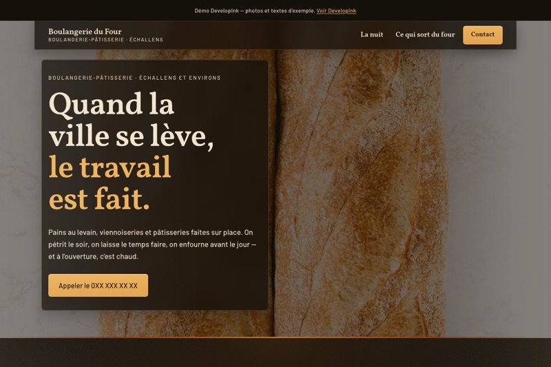 Aperçu du site d'exemple — Boulangerie
