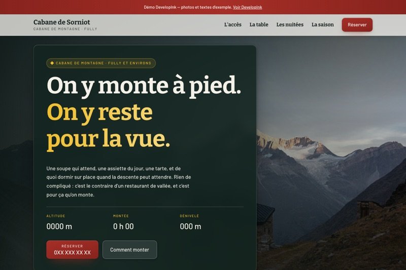 Aperçu du site d'exemple — Cabane de montagne