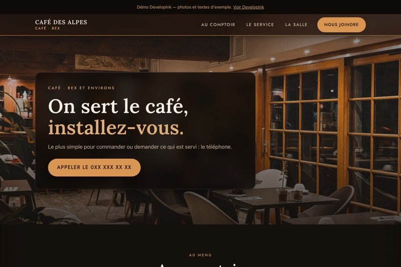 Aperçu du site d'exemple — Café