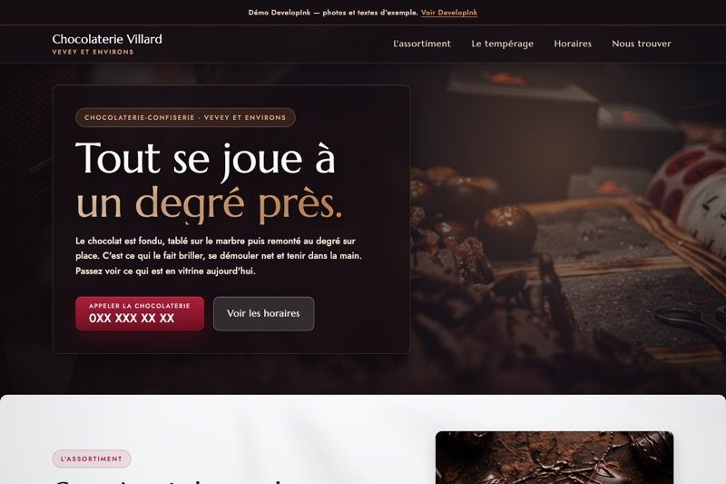 Aperçu du site d'exemple — Chocolaterie