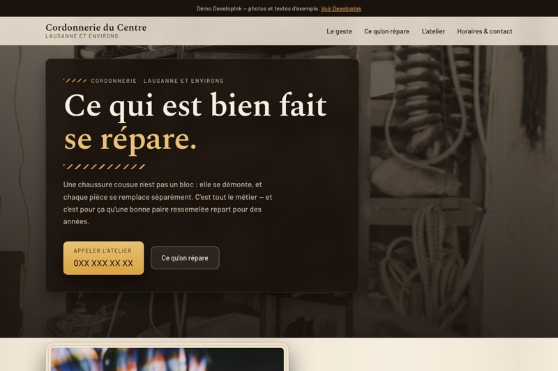 Aperçu du site d'exemple — Cordonnerie