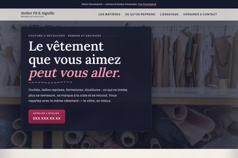 Aperçu du site d'exemple — Couture · retouches