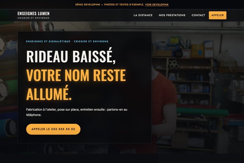 Aperçu du site d'exemple — Enseignes