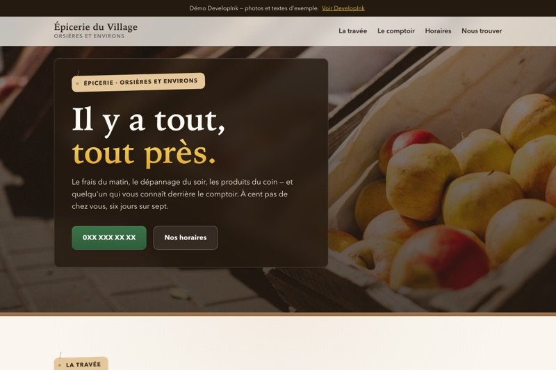 Aperçu du site d'exemple — Épicerie