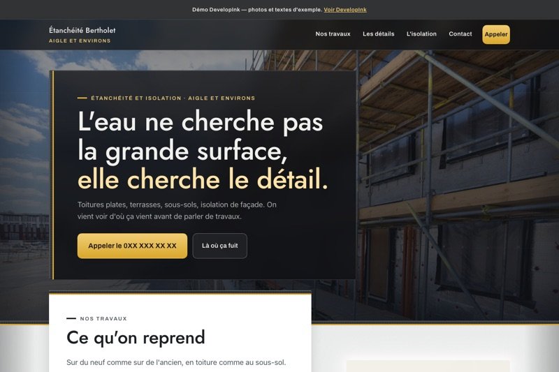 Aperçu du site d'exemple — Étanchéité · isolation