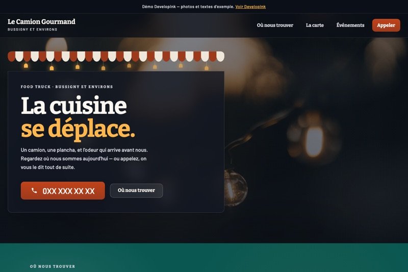 Aperçu du site d'exemple — Food-truck