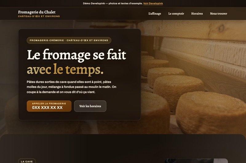 Aperçu du site d'exemple — Fromagerie