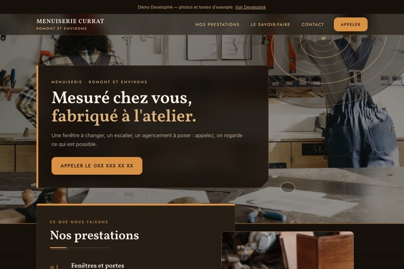 Aperçu du site d'exemple — Menuiserie
