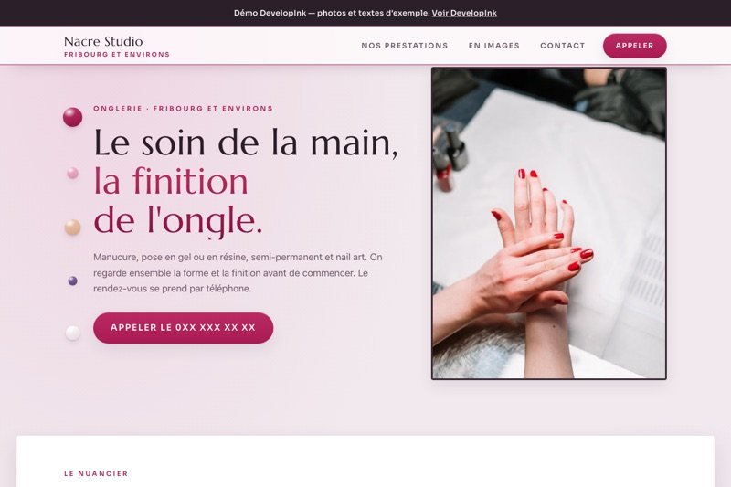 Aperçu du site d'exemple — Onglerie