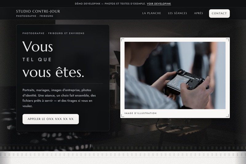 Aperçu du site d'exemple — Photographe