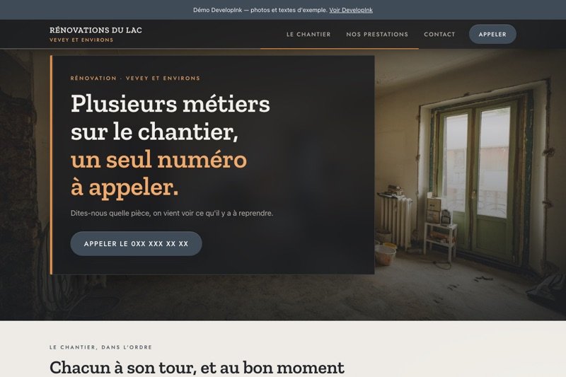 Aperçu du site d'exemple — Rénovation