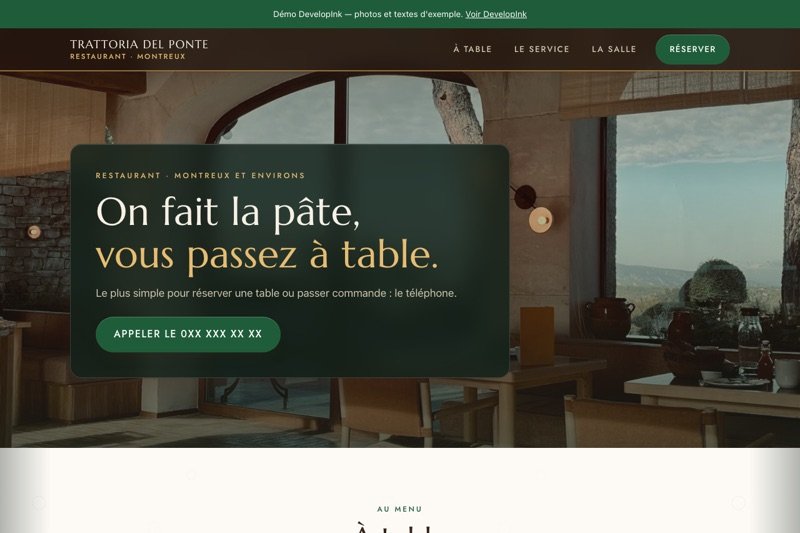Aperçu du site d'exemple d'une trattoria italienne