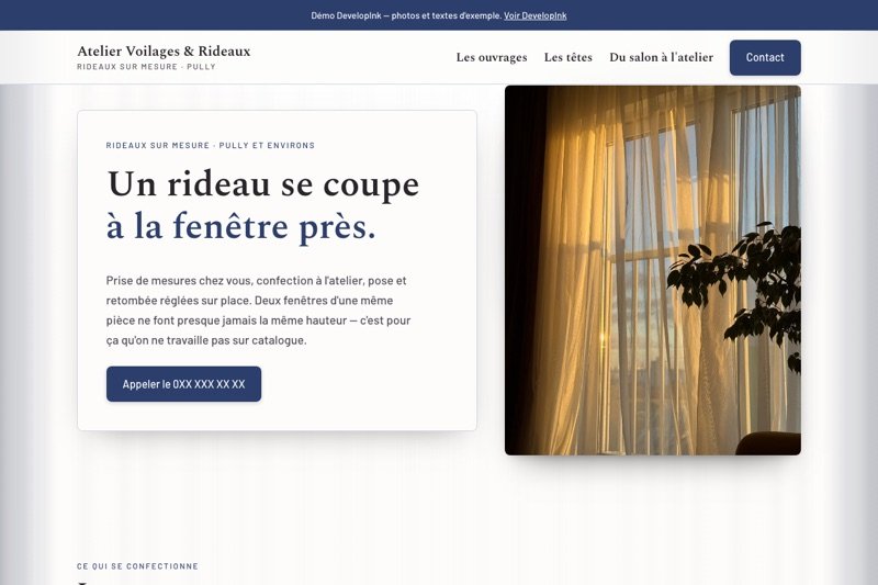 Aperçu du site d'exemple — Rideaux sur mesure