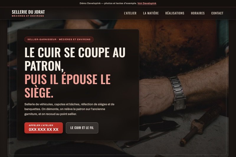 Aperçu du site d'exemple — Sellier · travail du cuir