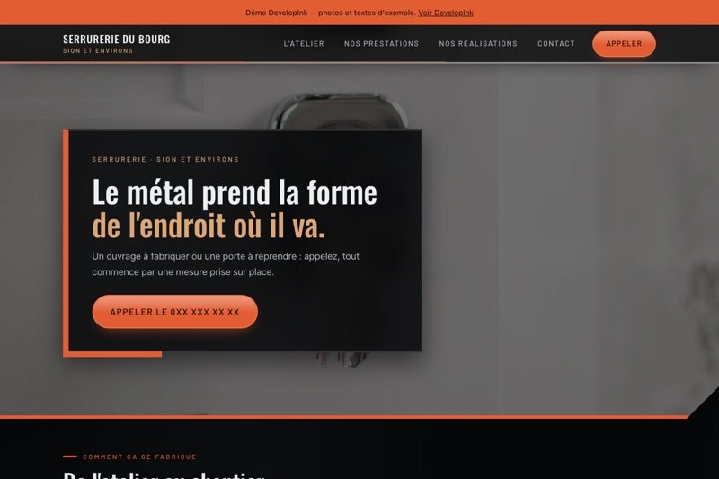 Aperçu du site d'exemple — Serrurerie
