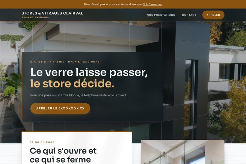 Aperçu du site d'exemple — Stores · vitrerie