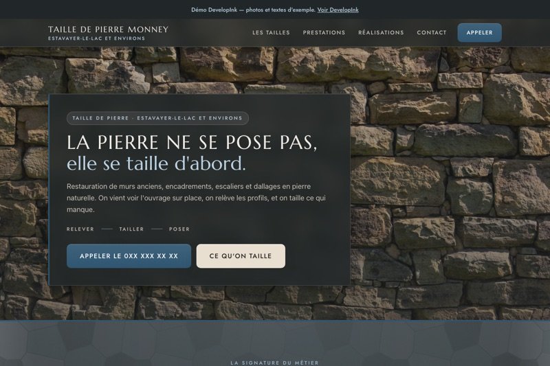 Aperçu du site d'exemple — Taille de pierre