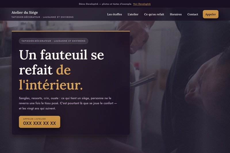 Aperçu du site d'exemple — Tapissier-décorateur