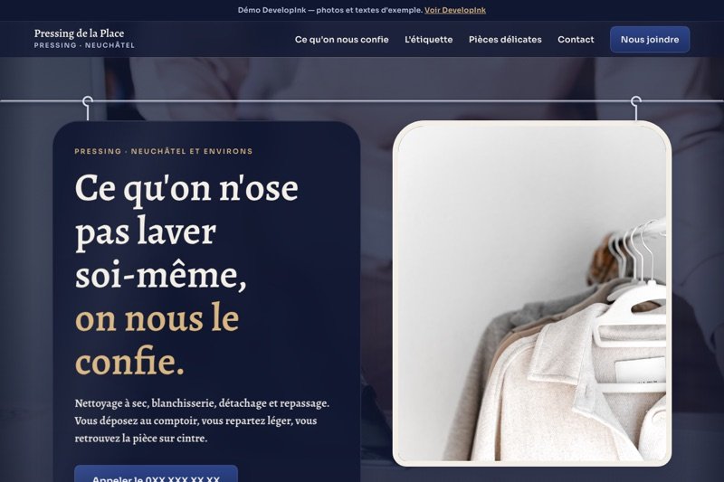 Aperçu du site d'exemple — Pressing