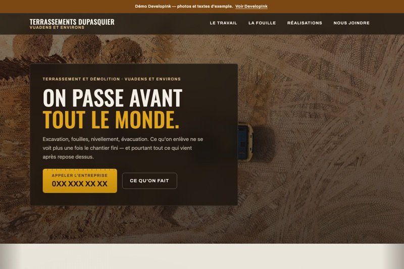 Aperçu du site d'exemple — Terrassement